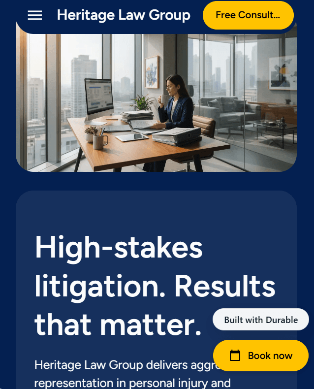 Lawyer working at a desk with files in a modern office overlooking a city skyline.